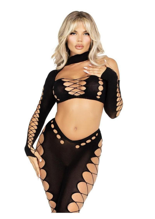 Leg avenue 2pc asymmetrical cut crop